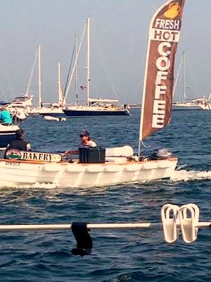 Coffee/Bakery Boat comes by every morning