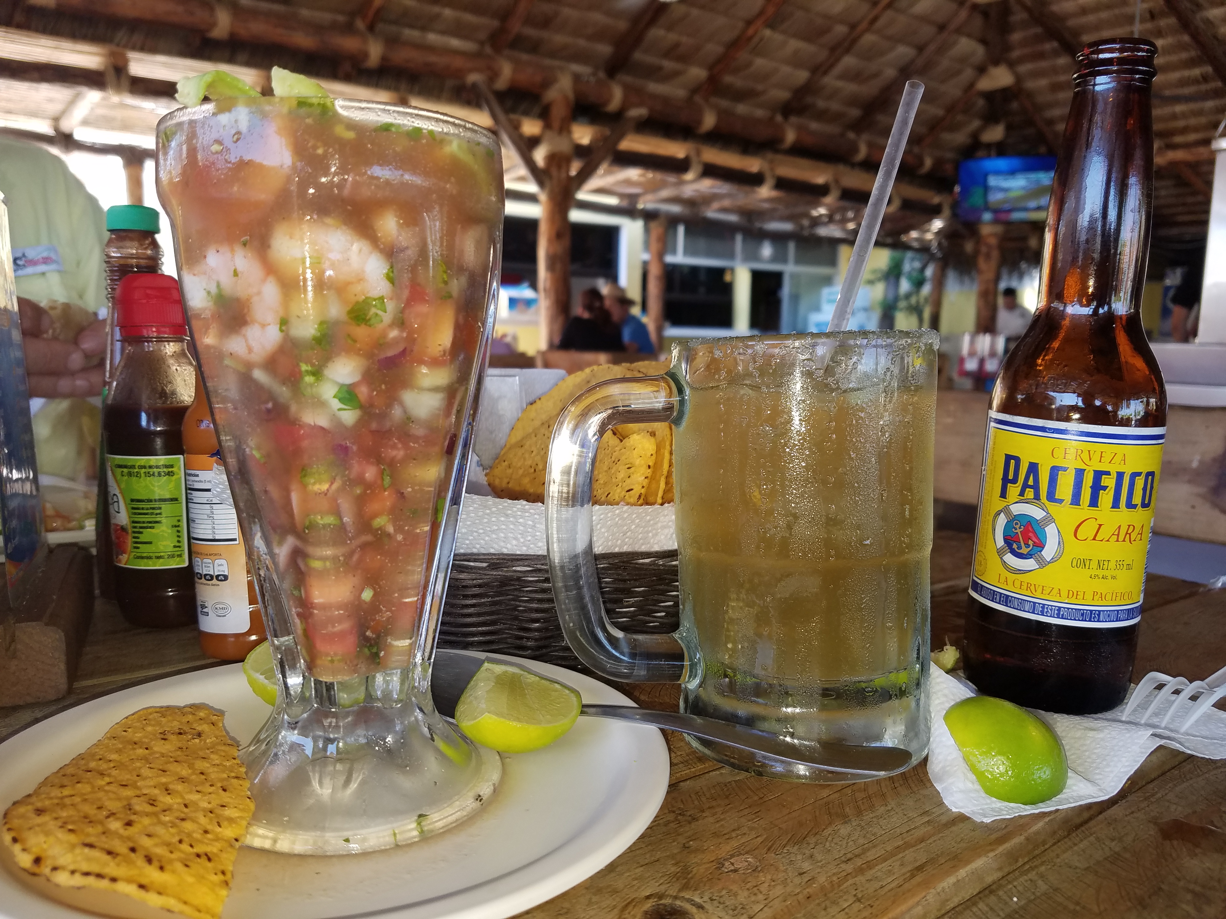 seafood coctel and a michelada. YUM!!