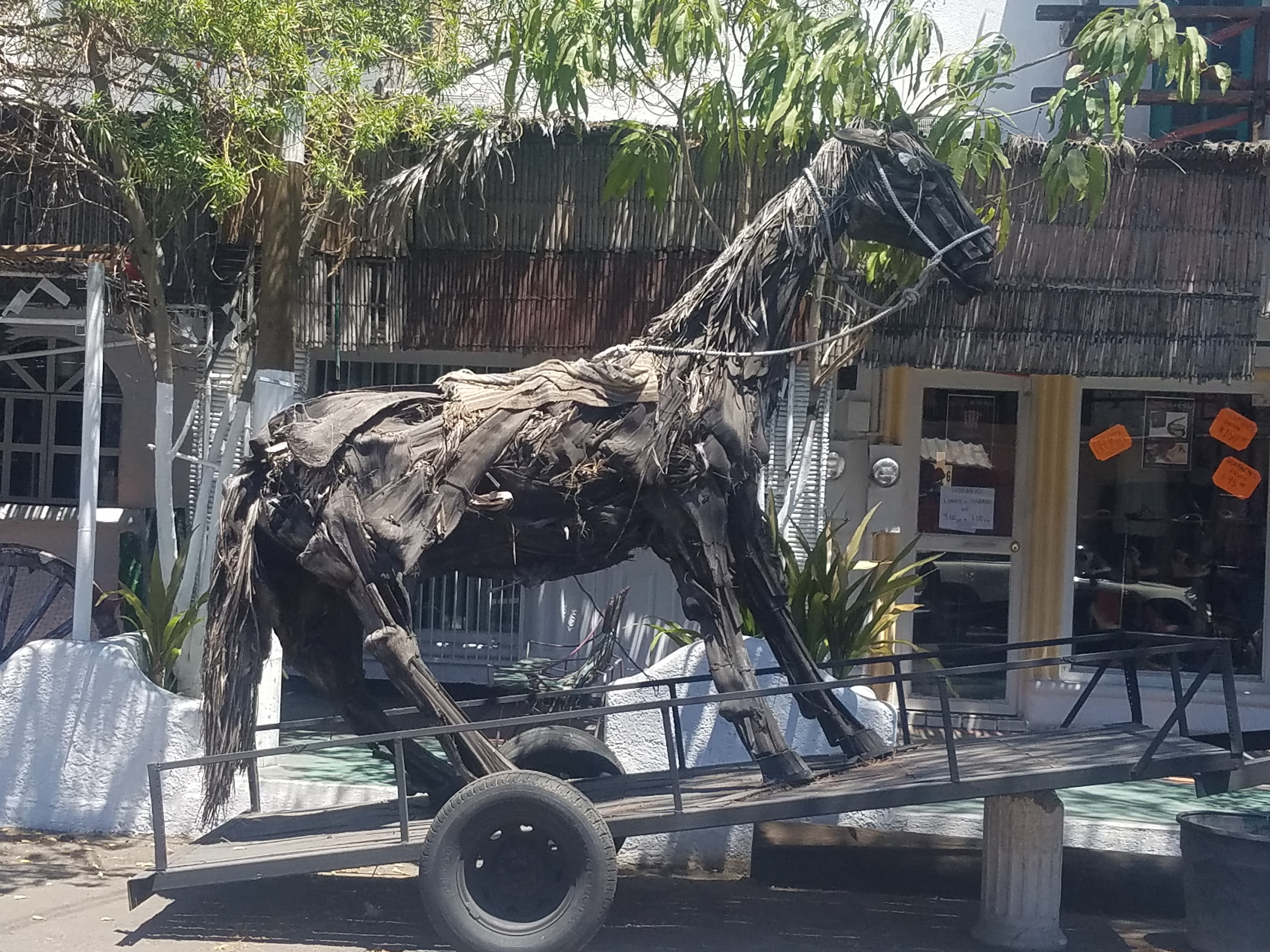 Horse made from palm fronds