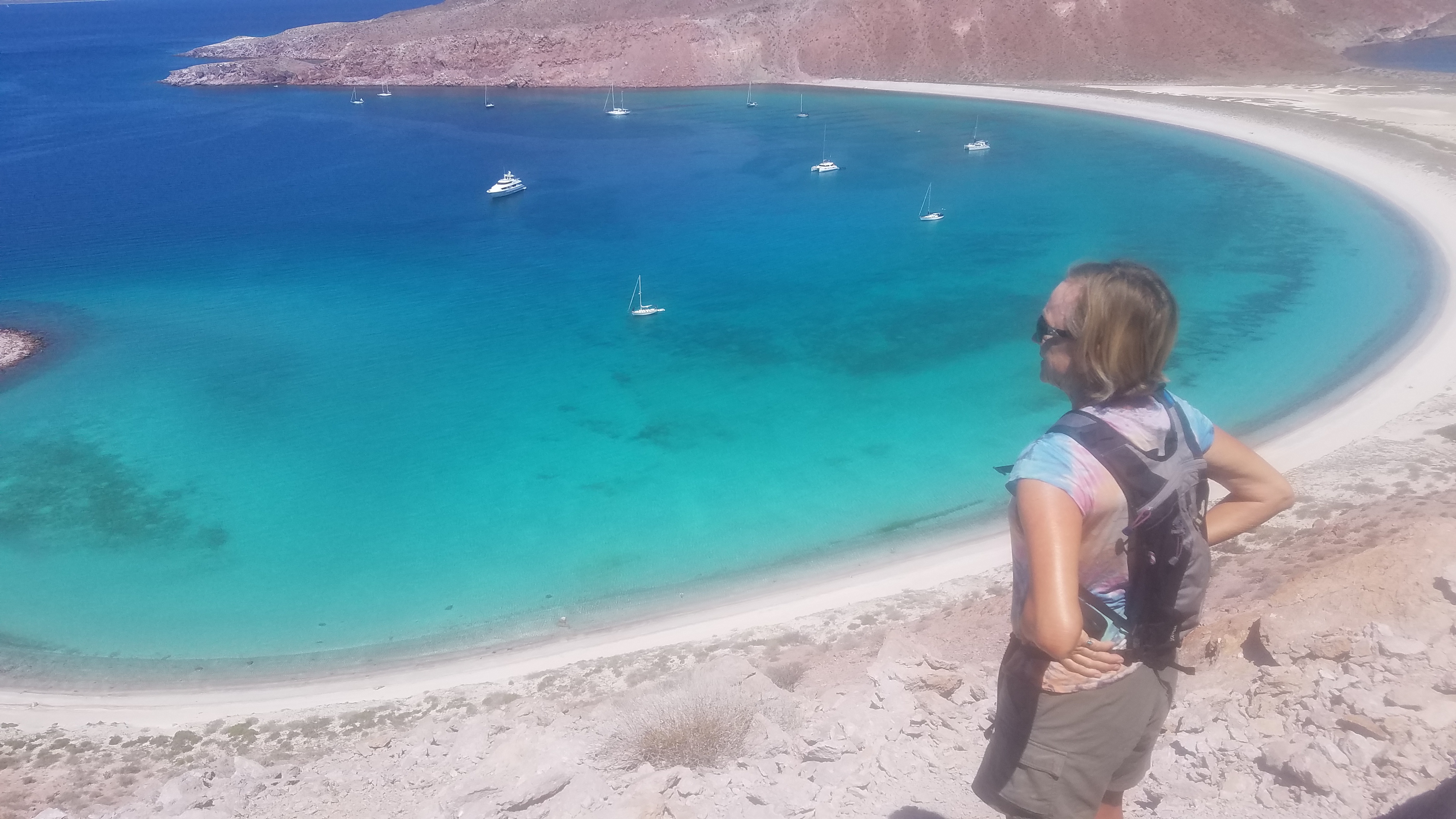 Looking out on to a fairly crowded anchorage on Isla Espiritu Santo 